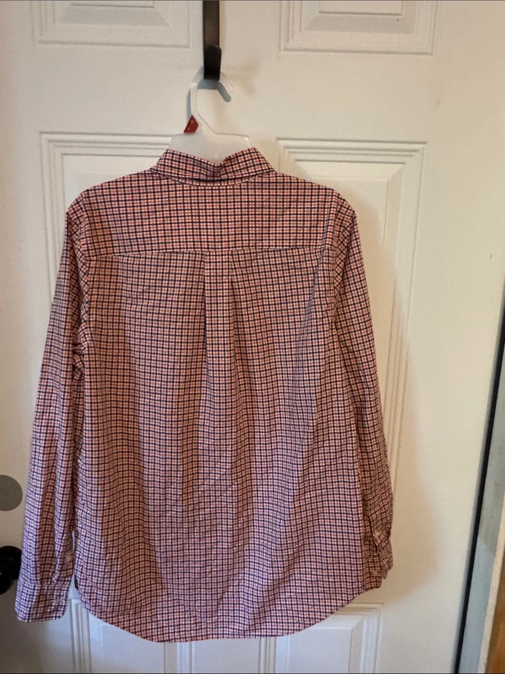 Ralph Lauren Boys Navy and Orange Small Check Button-Down Shirt